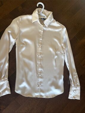 Men's Satin Long-Sleeve Dress Shirt - Cream
